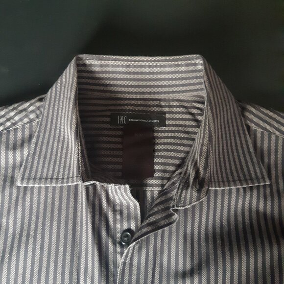 INC International Concepts SZ M Bengal Striped 100% Cotton Men's Button Up Shirt - Picture 3 of 15